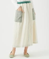 NGGEF12330 GIANNI LO GIUDICE(ジャンニ ロ ジュディチェ) 綿麻ニットスカート グリーン