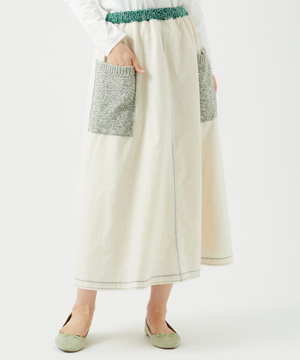 NGGEF12330 GIANNI LO GIUDICE(ジャンニ ロ ジュディチェ) 綿麻ニットスカート グリーン