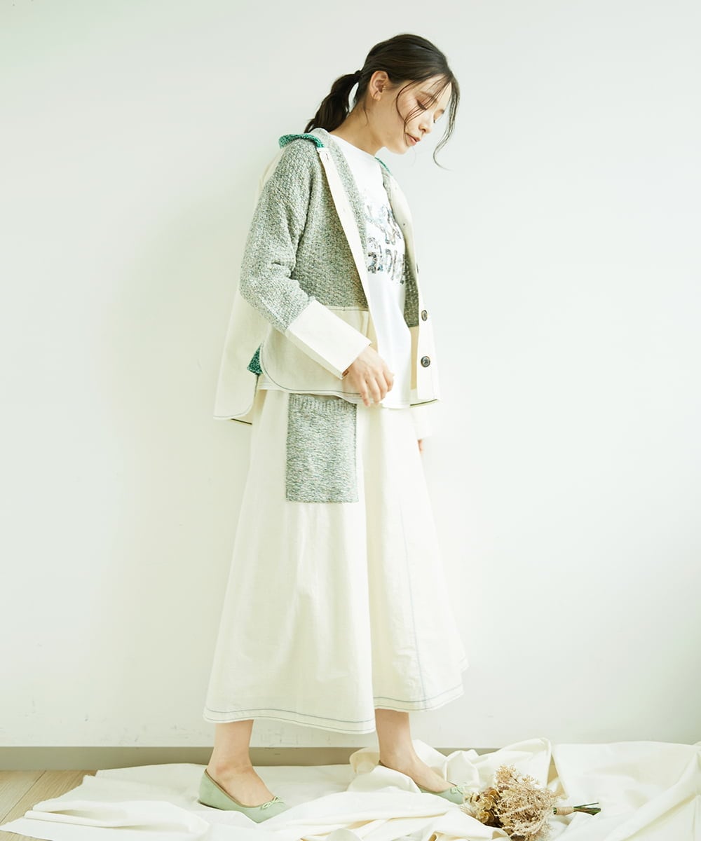 NGGEF12330 GIANNI LO GIUDICE(ジャンニ ロ ジュディチェ) 綿麻ニットスカート グリーン