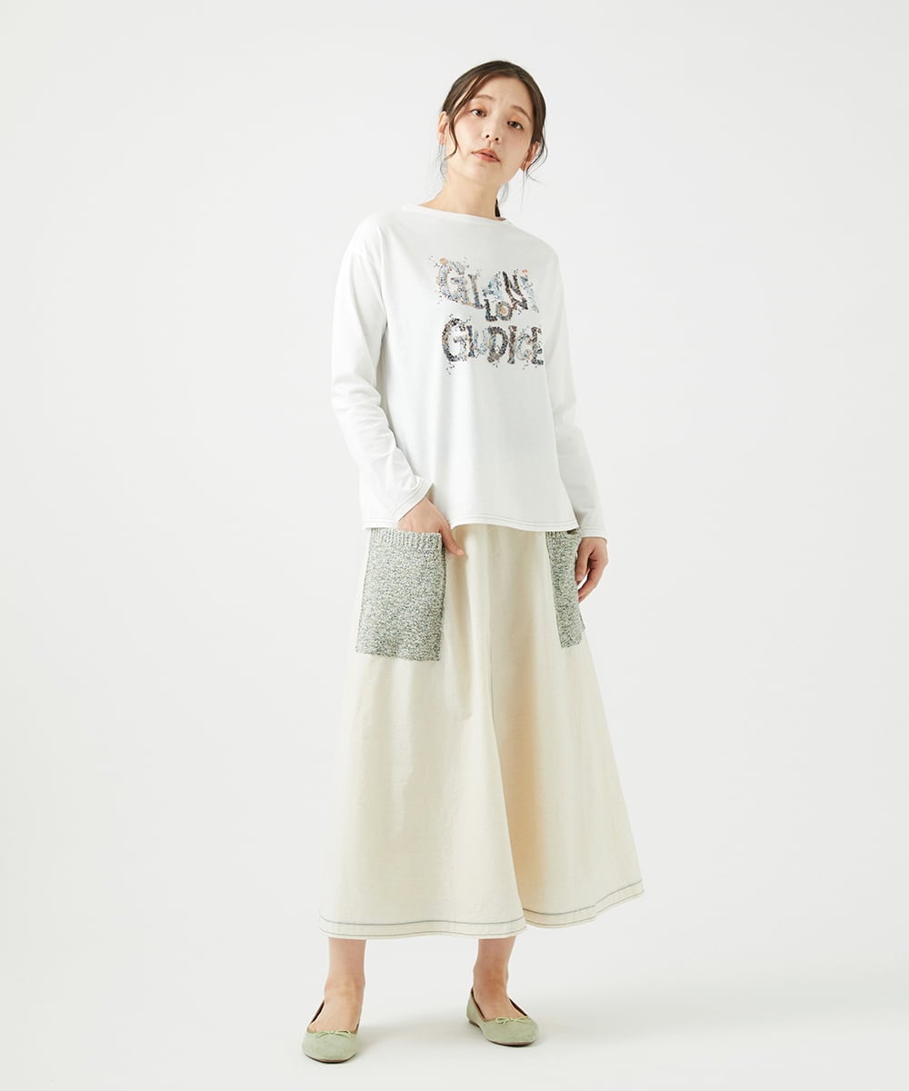 NGGEF12330 GIANNI LO GIUDICE(ジャンニ ロ ジュディチェ) 綿麻ニットスカート グリーン