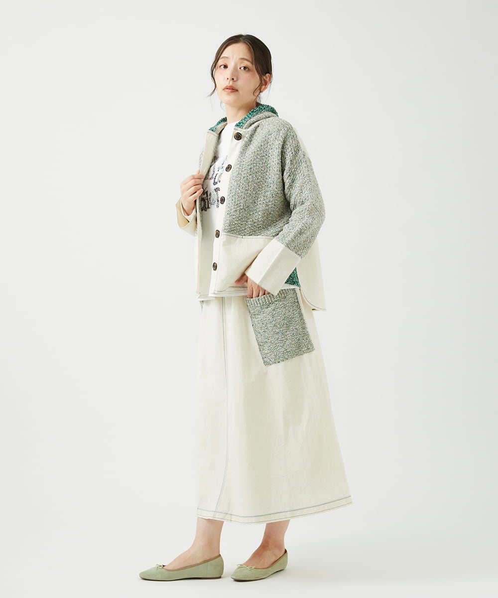 NGGEF12330 GIANNI LO GIUDICE(ジャンニ ロ ジュディチェ) 綿麻ニットスカート グリーン