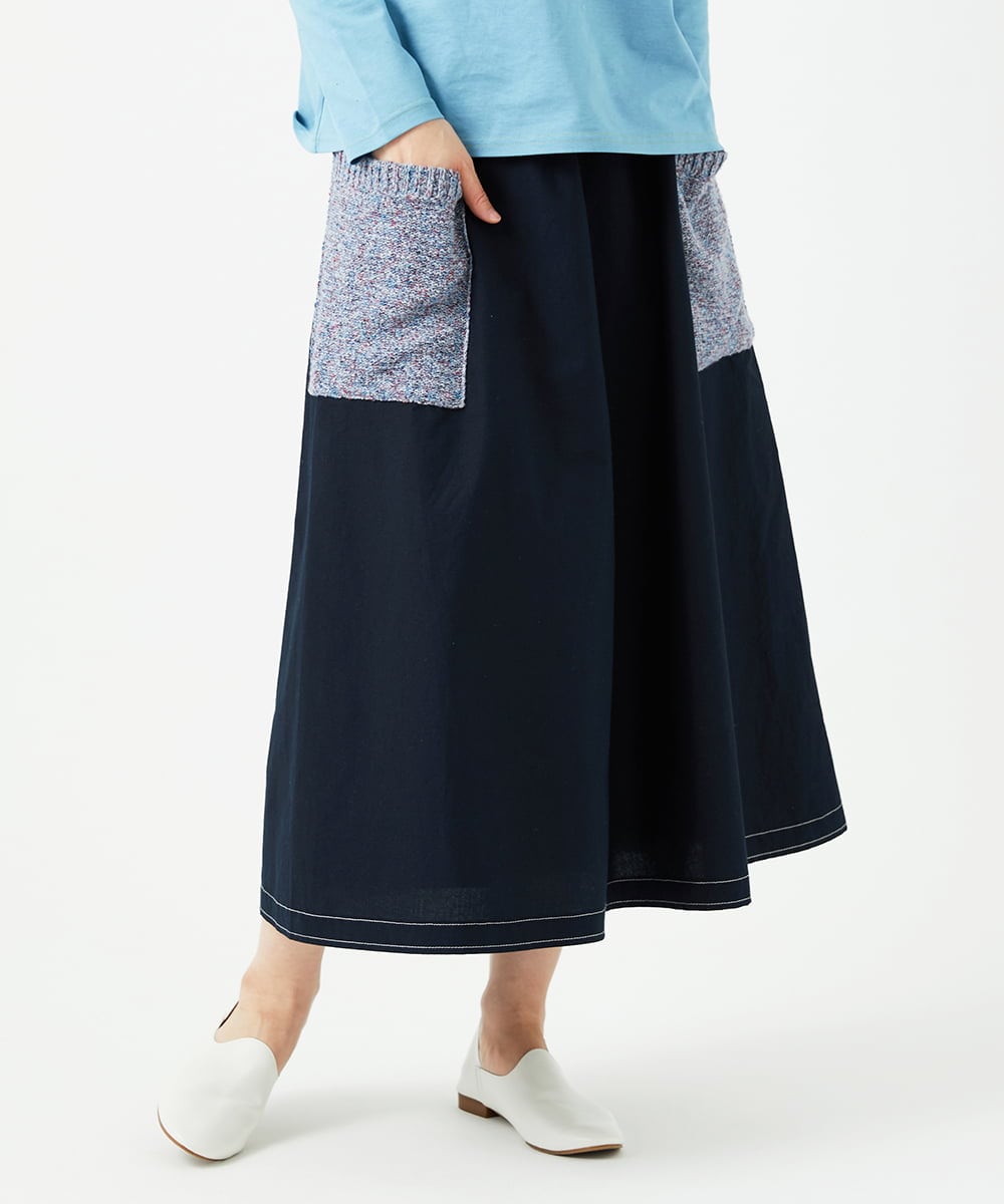 NGGEF12330 GIANNI LO GIUDICE(ジャンニ ロ ジュディチェ) 綿麻ニットスカート ブルー