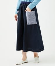 NGGEF12330 GIANNI LO GIUDICE(ジャンニ ロ ジュディチェ) 綿麻ニットスカート ブルー