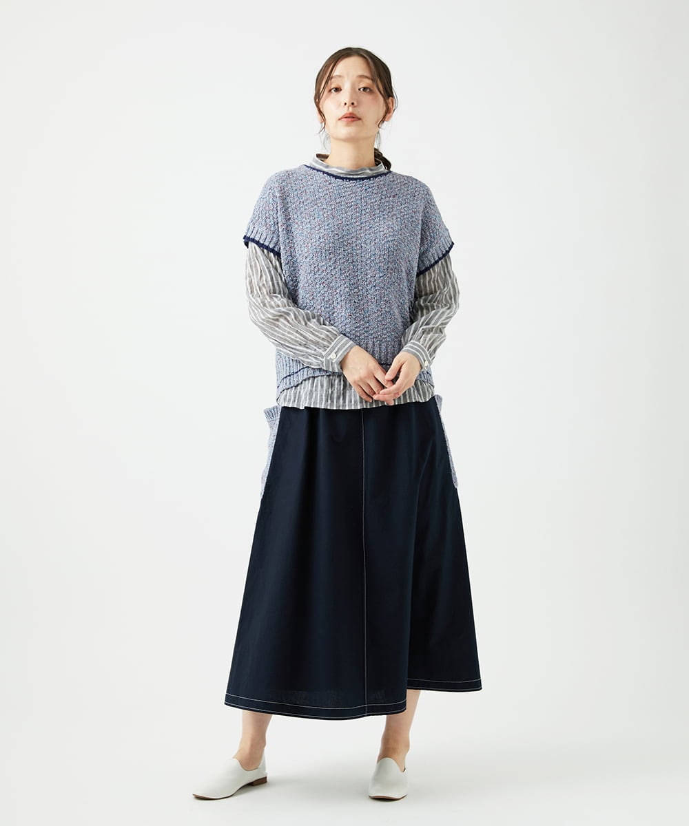 NGGEF12330 GIANNI LO GIUDICE(ジャンニ ロ ジュディチェ) 綿麻ニットスカート ブルー