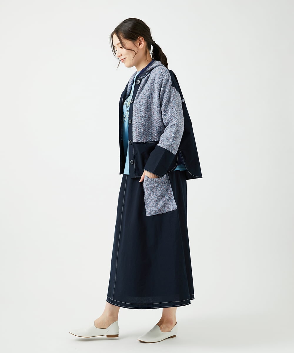 NGGEF12330 GIANNI LO GIUDICE(ジャンニ ロ ジュディチェ) 綿麻ニットスカート ブルー