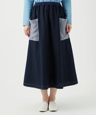 NGGEF12330 GIANNI LO GIUDICE(ジャンニ ロ ジュディチェ) 綿麻ニットスカート ブルー