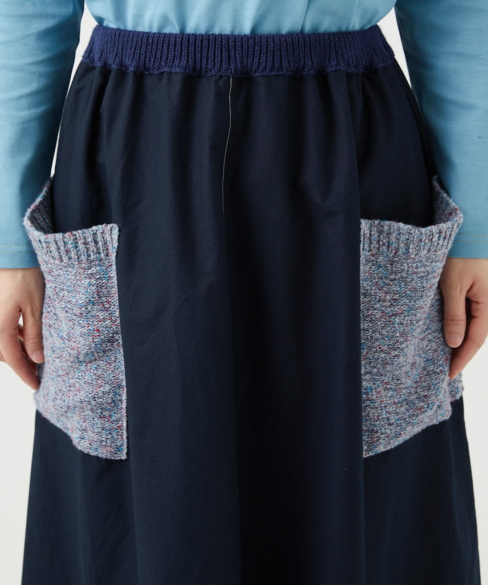 NGGEF12330 GIANNI LO GIUDICE(ジャンニ ロ ジュディチェ) 綿麻ニットスカート ブルー