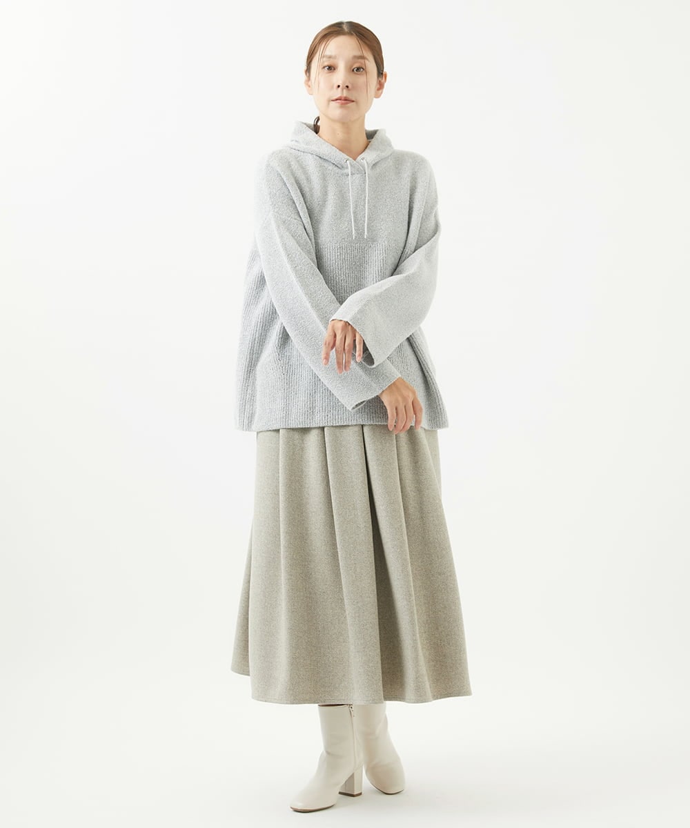 NGHAB30290 GIANNI LO GIUDICE(ジャンニ ロ ジュディチェ) [日本製]ウール混ストレッチツイードスカート サンドベージュ