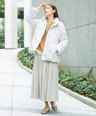 NGHAB30290 GIANNI LO GIUDICE(ジャンニ ロ ジュディチェ) [日本製]ウール混ストレッチツイードスカート サンドベージュ