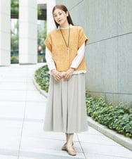NGHAB30290 GIANNI LO GIUDICE(ジャンニ ロ ジュディチェ) [日本製]ウール混ストレッチツイードスカート サンドベージュ
