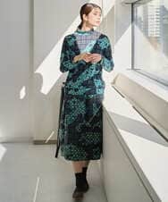 NGHAE11360 GIANNI LO GIUDICE(ジャンニ ロ ジュディチェ) [洗える・日本製]ウール混ビエライタリアプリントスカート ブルー