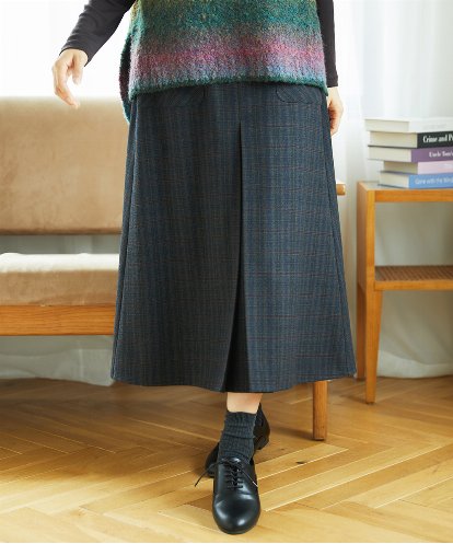 NGHAE21290 GIANNI LO GIUDICE [洗える]レーヨン混ストレッチチェックスカート