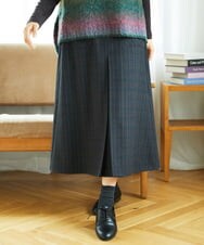 NGHAE21290 GIANNI LO GIUDICE(ジャンニ ロ ジュディチェ) [洗える]レーヨン混ストレッチチェックスカート チャコールブラウン