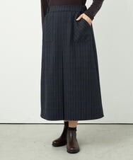 NGHAE21290 GIANNI LO GIUDICE(ジャンニ ロ ジュディチェ) [洗える]レーヨン混ストレッチチェックスカート チャコールブラウン