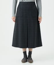 NGHAE21290 GIANNI LO GIUDICE(ジャンニ ロ ジュディチェ) [洗える]レーヨン混ストレッチチェックスカート チャコールブラウン