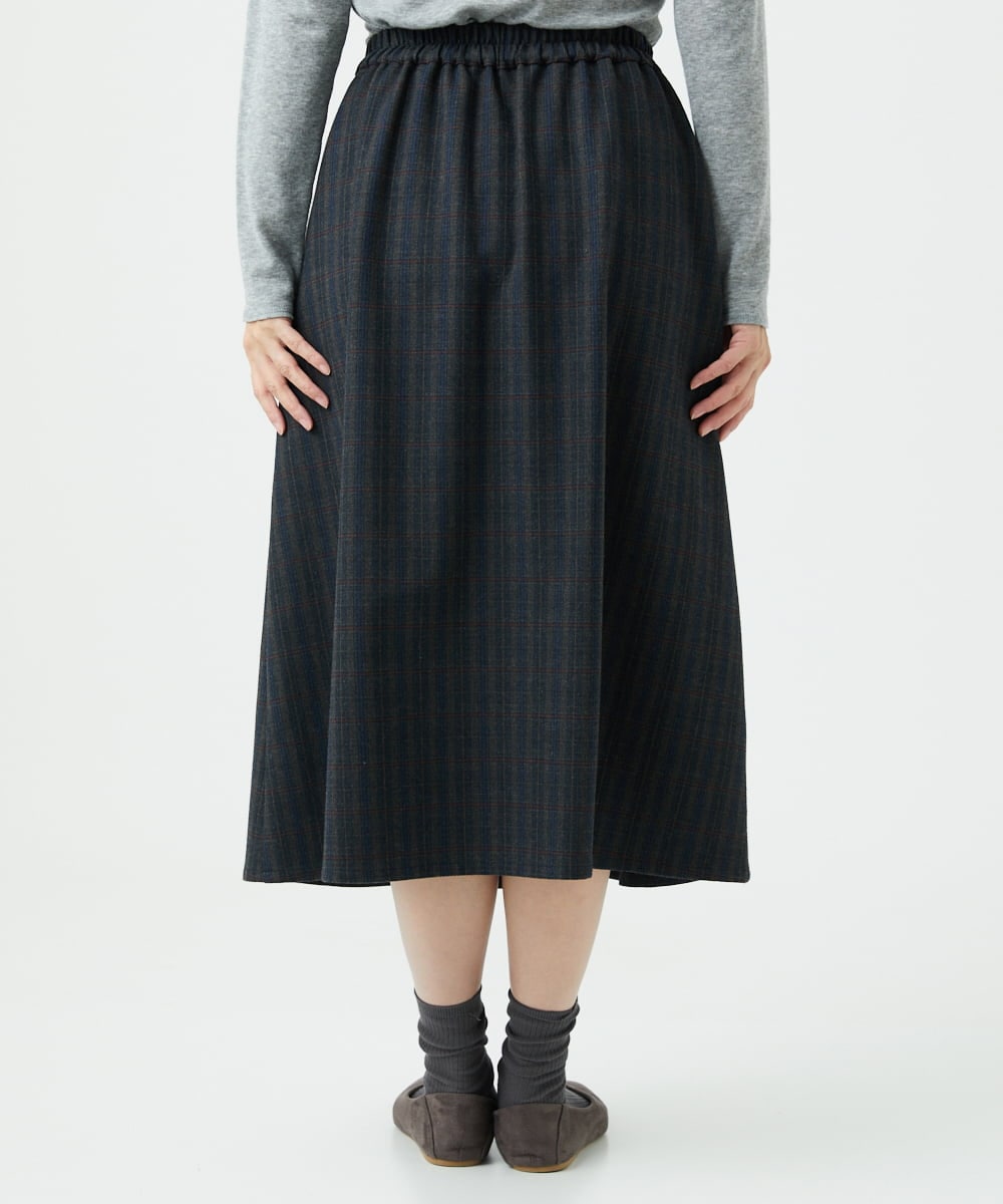 NGHAE21290 GIANNI LO GIUDICE(ジャンニ ロ ジュディチェ) [洗える]レーヨン混ストレッチチェックスカート チャコールブラウン