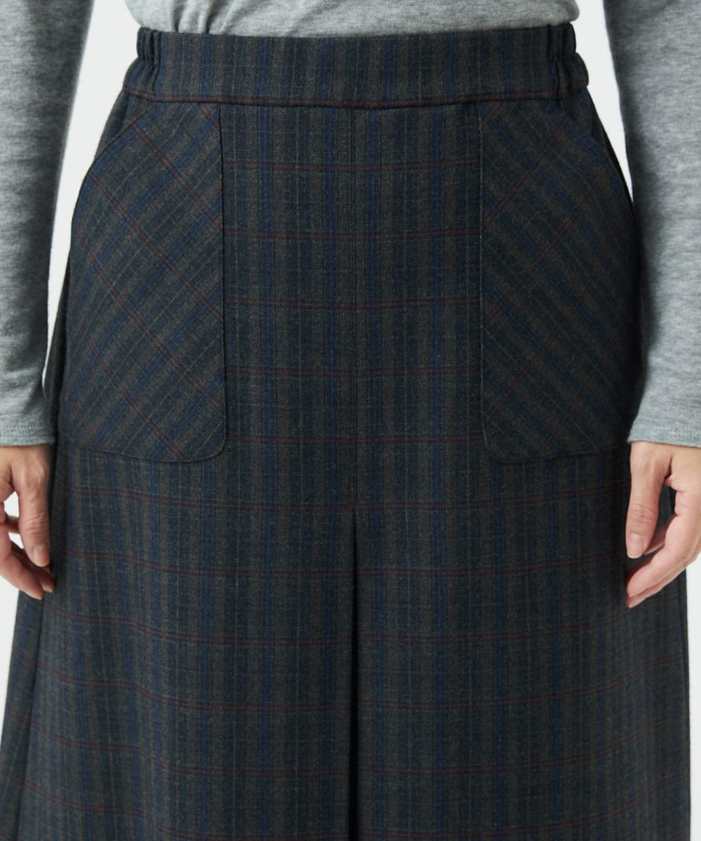 NGHAE21290 GIANNI LO GIUDICE(ジャンニ ロ ジュディチェ) [洗える]レーヨン混ストレッチチェックスカート チャコールブラウン