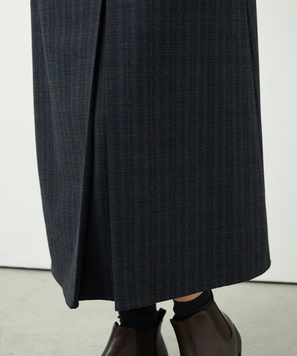 NGHAE21290 GIANNI LO GIUDICE(ジャンニ ロ ジュディチェ) [洗える]レーヨン混ストレッチチェックスカート チャコールブラウン