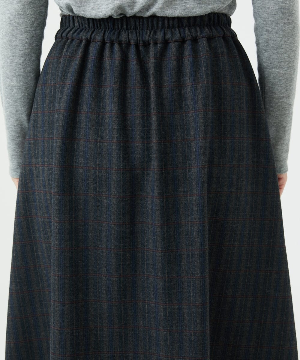 NGHAE21290 GIANNI LO GIUDICE(ジャンニ ロ ジュディチェ) [洗える]レーヨン混ストレッチチェックスカート チャコールブラウン