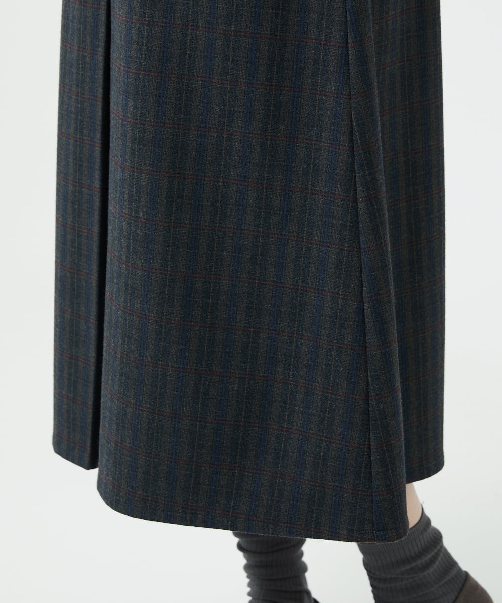 NGHAE21290 GIANNI LO GIUDICE(ジャンニ ロ ジュディチェ) [洗える]レーヨン混ストレッチチェックスカート チャコールブラウン