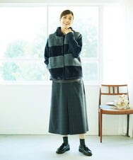 NGHAE21290 GIANNI LO GIUDICE(ジャンニ ロ ジュディチェ) [洗える]レーヨン混ストレッチチェックスカート チャコールブラウン
