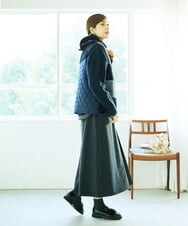 NGHAE21290 GIANNI LO GIUDICE(ジャンニ ロ ジュディチェ) [洗える]レーヨン混ストレッチチェックスカート チャコールブラウン