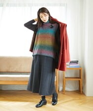 NGHAE21290 GIANNI LO GIUDICE(ジャンニ ロ ジュディチェ) [洗える]レーヨン混ストレッチチェックスカート チャコールブラウン