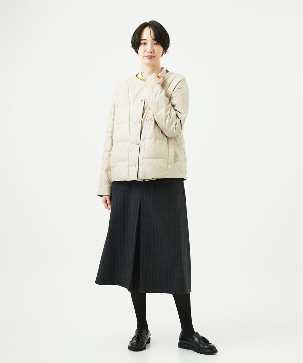 NGHAE21290 GIANNI LO GIUDICE(ジャンニ ロ ジュディチェ) [洗える]レーヨン混ストレッチチェックスカート チャコールブラウン