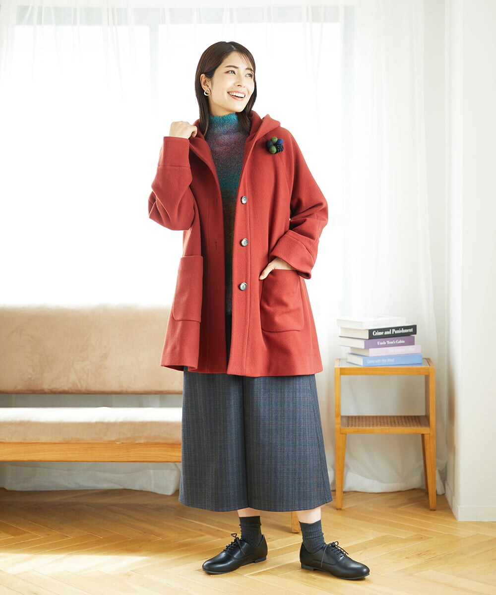 NGHAE21290 GIANNI LO GIUDICE(ジャンニ ロ ジュディチェ) [洗える]レーヨン混ストレッチチェックスカート チャコールブラウン