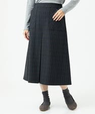 NGHAE21290 GIANNI LO GIUDICE(ジャンニ ロ ジュディチェ) [洗える]レーヨン混ストレッチチェックスカート チャコールブラウン