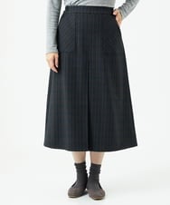 NGHAE21290 GIANNI LO GIUDICE(ジャンニ ロ ジュディチェ) [洗える]レーヨン混ストレッチチェックスカート チャコールブラウン