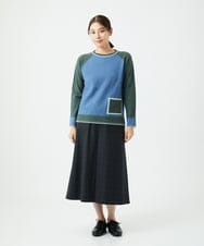 NGHAE21290 GIANNI LO GIUDICE(ジャンニ ロ ジュディチェ) [洗える]レーヨン混ストレッチチェックスカート チャコールブラウン