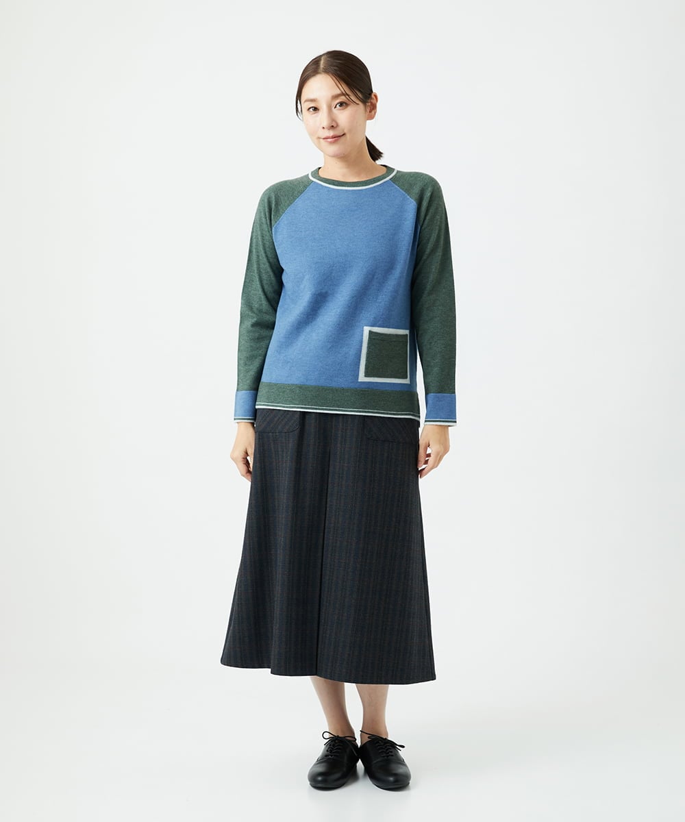 NGHAE21290 GIANNI LO GIUDICE(ジャンニ ロ ジュディチェ) [洗える]レーヨン混ストレッチチェックスカート チャコールブラウン