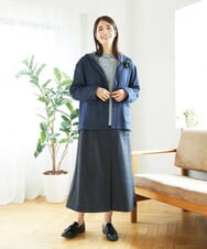 NGHAE21290 GIANNI LO GIUDICE(ジャンニ ロ ジュディチェ) [洗える]レーヨン混ストレッチチェックスカート チャコールブラウン
