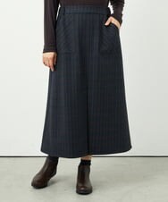 NGHAE21290 GIANNI LO GIUDICE(ジャンニ ロ ジュディチェ) [洗える]レーヨン混ストレッチチェックスカート チャコールブラウン