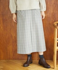 NGHAE21290 GIANNI LO GIUDICE(ジャンニ ロ ジュディチェ) [洗える]レーヨン混ストレッチチェックスカート オフベージュ