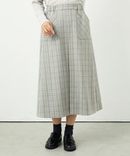 NGHAE21290 GIANNI LO GIUDICE(ジャンニ ロ ジュディチェ) [洗える]レーヨン混ストレッチチェックスカート オフベージュ