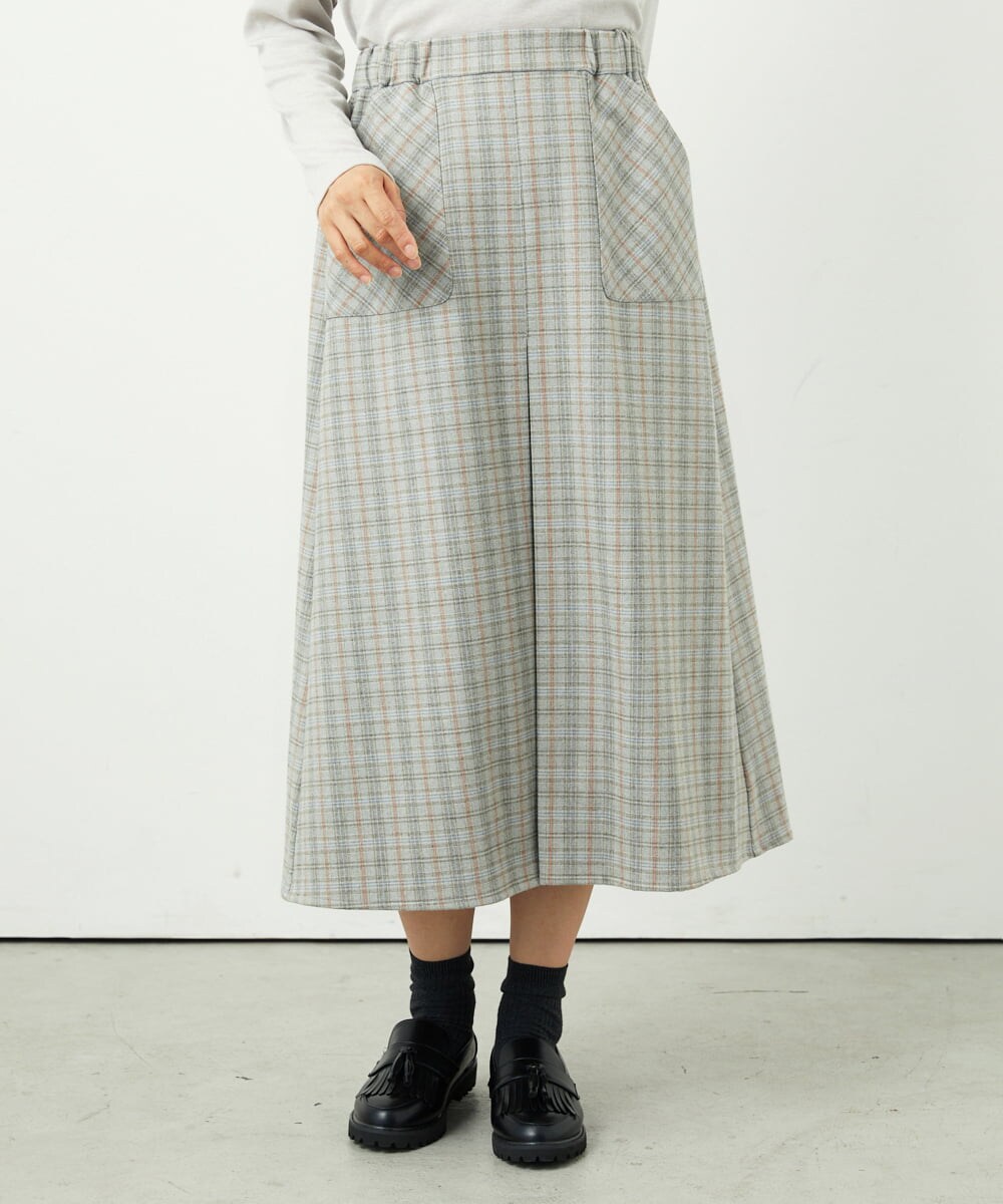 NGHAE21290 GIANNI LO GIUDICE(ジャンニ ロ ジュディチェ) [洗える]レーヨン混ストレッチチェックスカート オフベージュ