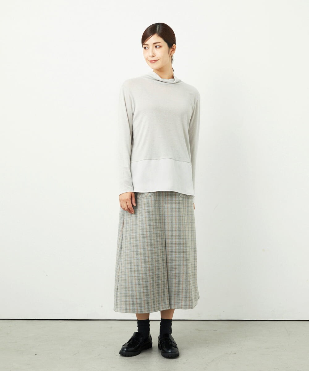 NGHAE21290 GIANNI LO GIUDICE(ジャンニ ロ ジュディチェ) [洗える]レーヨン混ストレッチチェックスカート オフベージュ