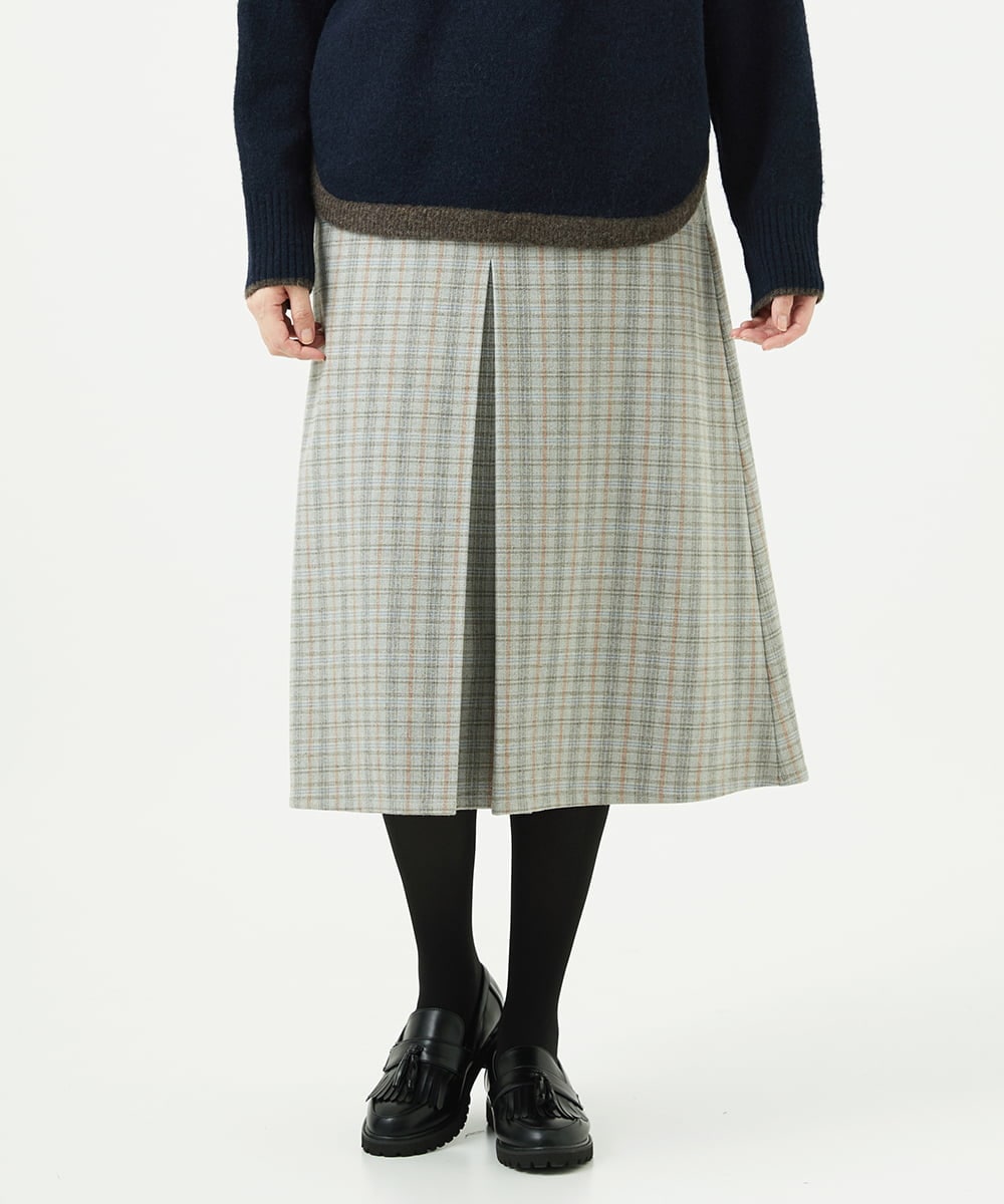 NGHAE21290 GIANNI LO GIUDICE(ジャンニ ロ ジュディチェ) [洗える]レーヨン混ストレッチチェックスカート オフベージュ
