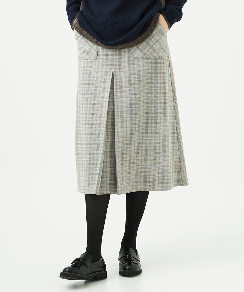 NGHAE21290 GIANNI LO GIUDICE(ジャンニ ロ ジュディチェ) [洗える]レーヨン混ストレッチチェックスカート オフベージュ