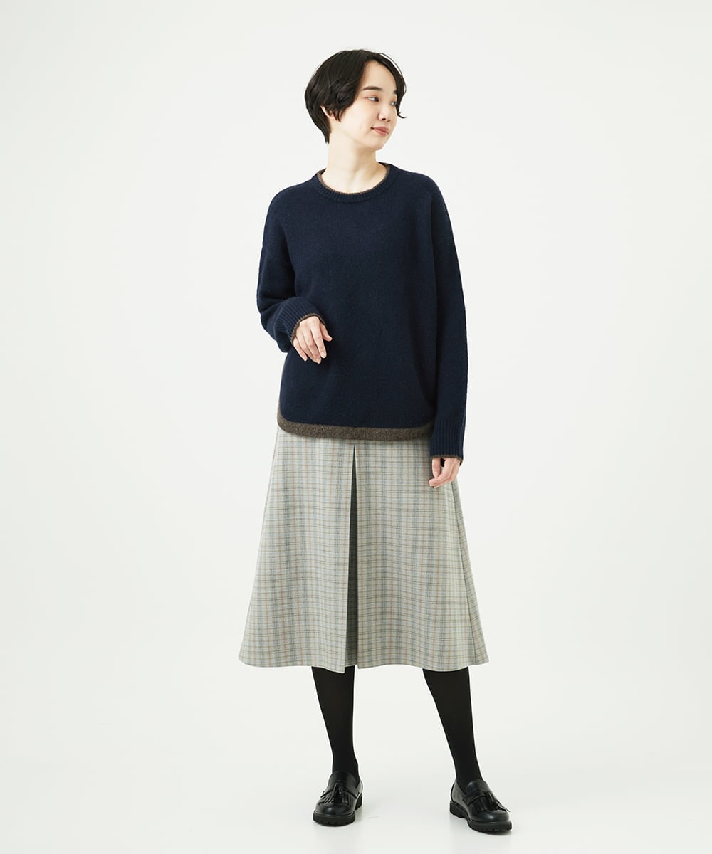 NGHAE21290 GIANNI LO GIUDICE(ジャンニ ロ ジュディチェ) [洗える]レーヨン混ストレッチチェックスカート オフベージュ