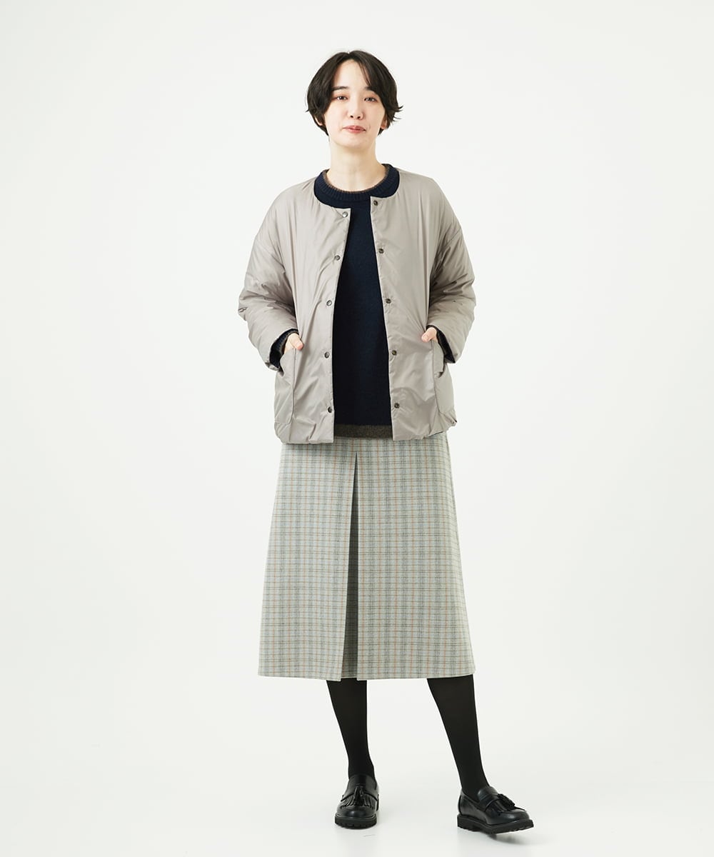 NGHAE21290 GIANNI LO GIUDICE(ジャンニ ロ ジュディチェ) [洗える]レーヨン混ストレッチチェックスカート オフベージュ