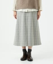 NGHAE21290 GIANNI LO GIUDICE(ジャンニ ロ ジュディチェ) [洗える]レーヨン混ストレッチチェックスカート オフベージュ