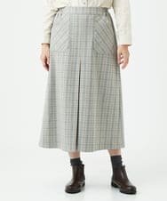 NGHAE21290 GIANNI LO GIUDICE(ジャンニ ロ ジュディチェ) [洗える]レーヨン混ストレッチチェックスカート オフベージュ