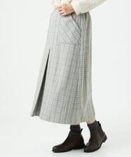 NGHAE21290 GIANNI LO GIUDICE(ジャンニ ロ ジュディチェ) [洗える]レーヨン混ストレッチチェックスカート オフベージュ