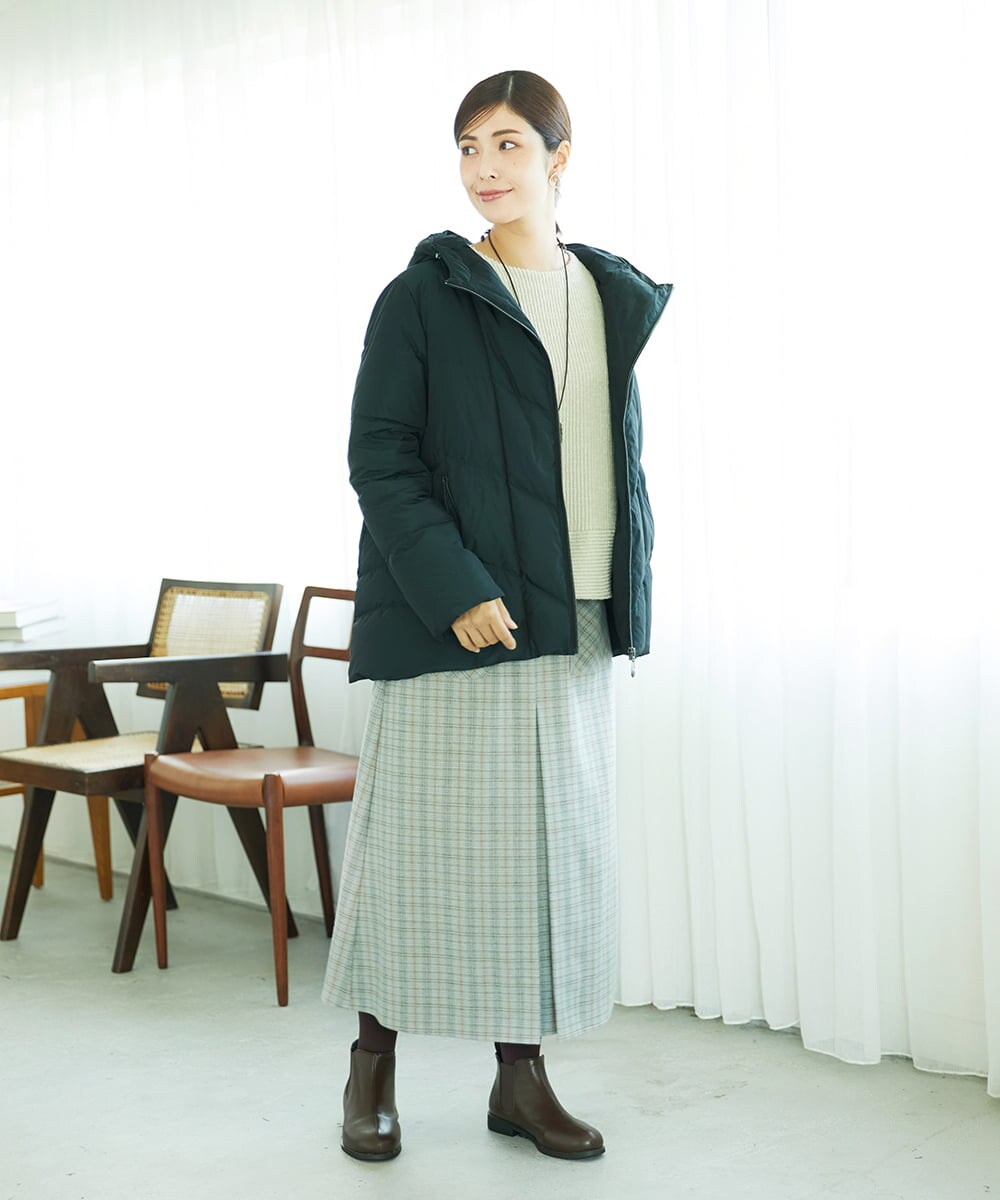 NGHAE21290 GIANNI LO GIUDICE(ジャンニ ロ ジュディチェ) [洗える]レーヨン混ストレッチチェックスカート オフベージュ