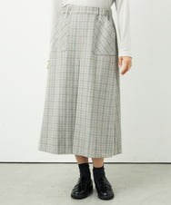 NGHAE21290 GIANNI LO GIUDICE(ジャンニ ロ ジュディチェ) [洗える]レーヨン混ストレッチチェックスカート オフベージュ