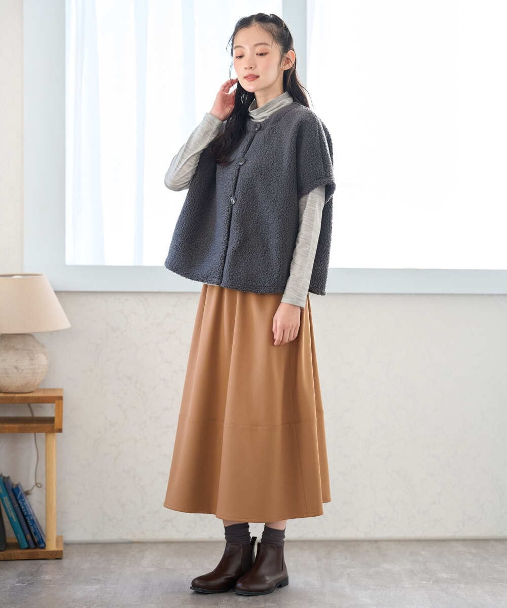 NGHAH36270 GIANNI LO GIUDICE(ジャンニ ロ ジュディチェ) [洗える・日本製]2WAYツイル裏起毛スカート ベージュ