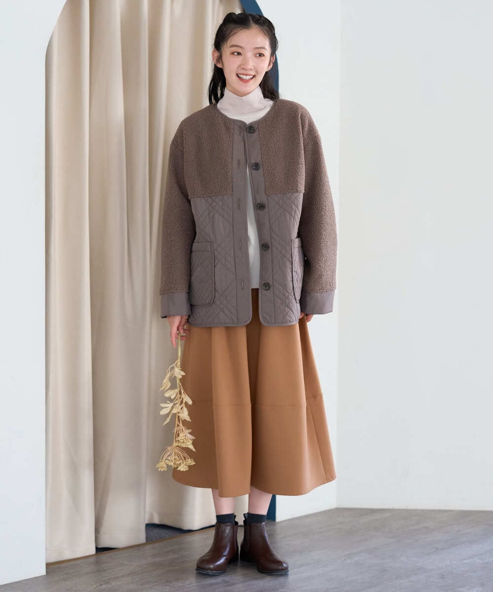 NGHAH36270 GIANNI LO GIUDICE(ジャンニ ロ ジュディチェ) [洗える・日本製]2WAYツイル裏起毛スカート ベージュ